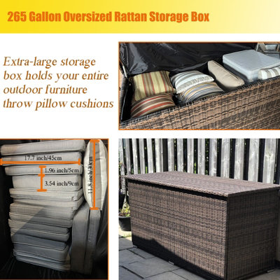 Abrihome 980L Large Rattan Outdoor Storage Deck Box (L170 x H95 x W77)
