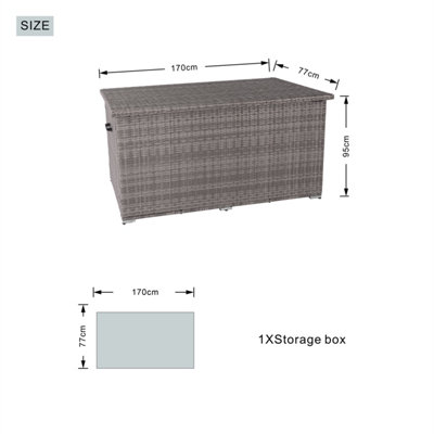 Abrihome 980L Outdoor Ratten Storage Box (L170 x H95 x W77) Outside Large Deck Storage Box for Patio,Yard, Garden, Gray