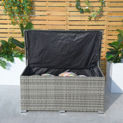 Abrihome 980L Outdoor Ratten Storage Box (L170 x H95 x W77) Outside Large Deck Storage Box for Patio,Yard, Garden, Gray