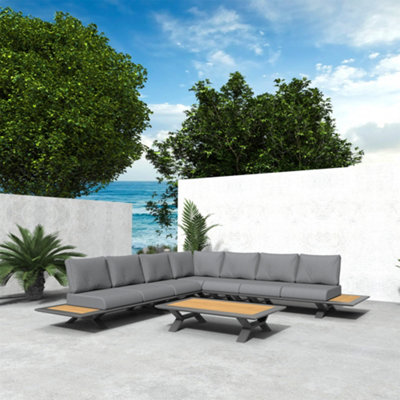 Abrihome Outdoor Corner Sofa Set 6 Piece Aluminum Patio Furniture Set