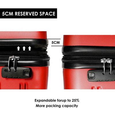 ABS Hard Shell Travel Trolley Suitcase 4 wheel Luggage Set Hand Luggage ...