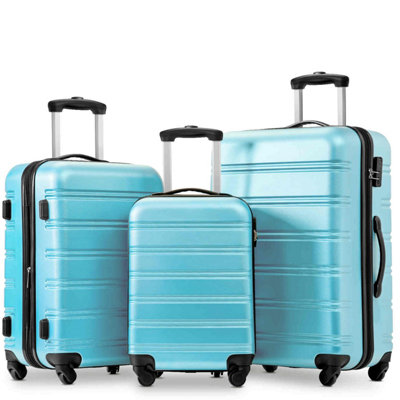 ABS Hard shell Travel Trolley Suitcase 4 wheel Luggage set Hand Luggage, (20", Skyblue)