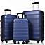 ABS Hard Shell Travel Trolley Suitcase 4 Wheel Luggage Set Hand Luggage 24 Inch Deep Blue