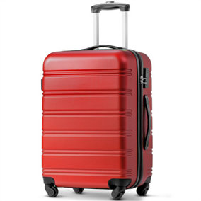 ABS Hard shell Travel Trolley Suitcase 4 wheel Luggage Set Hand Luggage, 24 inch, Red