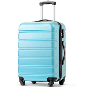 ABS Hard Shell Travel Trolley Suitcase 4 Wheel Luggage Set Hand Luggage 24 Inch Skyblue