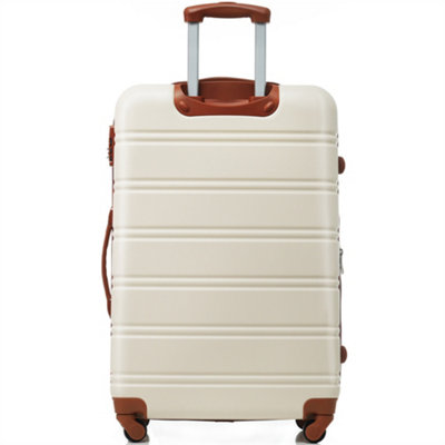ABS Hard shell Travel Trolley Suitcase 4 wheel Luggage set Hand Luggage, 24", (Ivory and Brown)