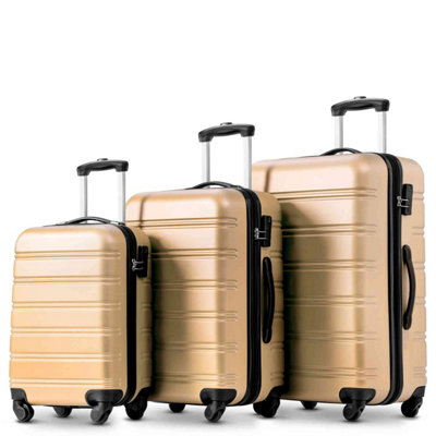 ABS Hard Shell Travel Trolley Suitcase 4 wheel Luggage Set Hand Luggage,(28 Inch, Golden)