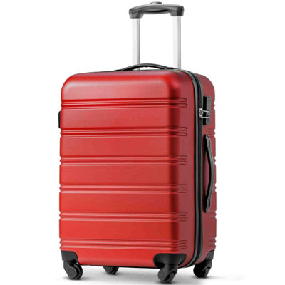 ABS Hard shell Travel Trolley Suitcase 4 wheel Luggage set Hand Luggage, (28", Red)