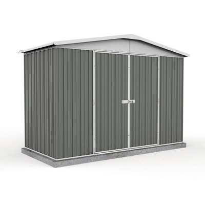 Absco 10ft x 5ft Metal Garden Storage Shed Apex Grey Outdoor Building Single Door