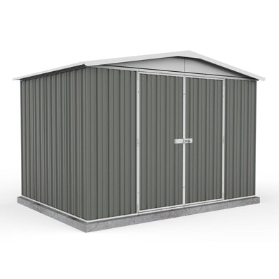 Absco 10ft x 7ft Metal Garden Storage Shed Apex Grey Outdoor Building Single Door