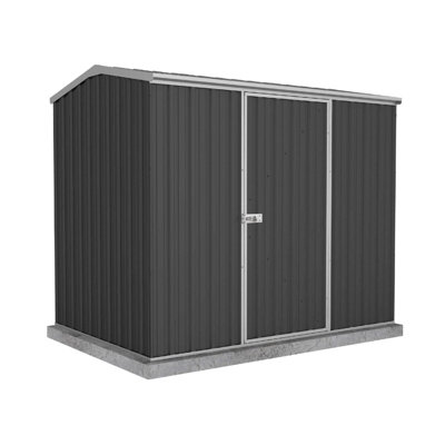 Absco 7.5ft x 5ft Metal Garden Storage Shed Reverse Apex Dark Grey Outdoor Building Single Door