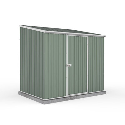 Absco 7.5ft x 5ft Pent Metal Storage Shed Single Door Green Garden Building