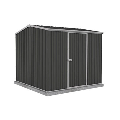 Absco 7.5ft x 7.5ft Reverse Apex Dark Grey Metal Garden Storage Shed