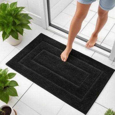Absorbent bathroom floor mat, Thick and non-slip, Black, 40 x 60 cm ...