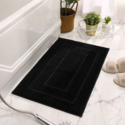 Absorbent bathroom floor mat, Thick and non-slip, Black, 40 x 60 cm ...