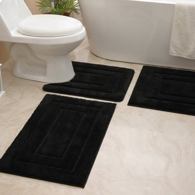 Absorbent bathroom floor mat, Thick and non-slip, Black, 40 x 60 cm ...