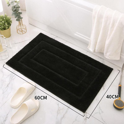 Absorbent bathroom floor mat, Thick and non-slip, Black, 40 x 60 cm ...