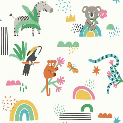 Abstract Animals Multi Children's Wallpaper