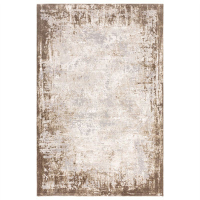 Abstract Beige Luxurious Modern Easy To Clean Rug For Dining Room Bedroom & Living Room-120cm X 170cm