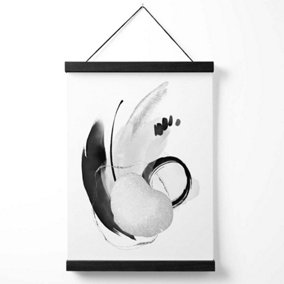 Abstract Black and White Watercolour Shapes Medium Poster with Black Hanger