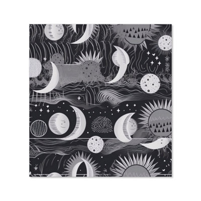Abstract Black White Moon and Sun Premium Glass Kitchen Splashback ...