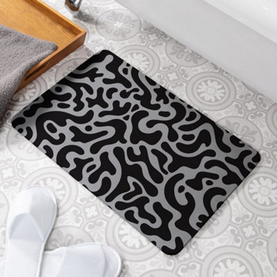 Abstract Blobs Grey Stone Non Slip Bath Mat