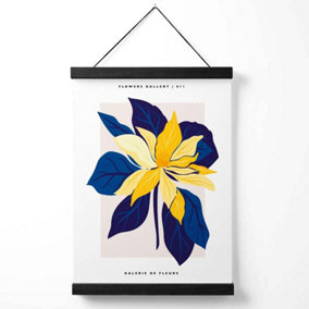 Abstract Blue and Yellow Lilly Flower Market Gallery Medium Poster with Black Hanger