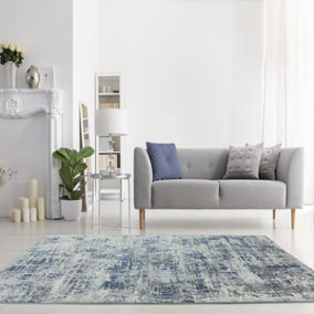 Abstract Blue Modern Abstract Easy to Clean Rug for Living Room Bedroom and Dining Room-120cm X 170cm