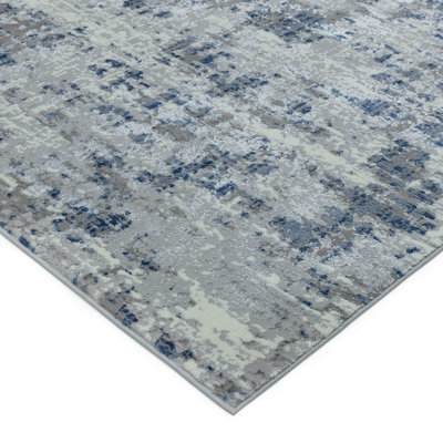 Abstract Blue Modern Abstract Easy to Clean Rug for Living Room Bedroom and Dining Room-240cm X 340cm