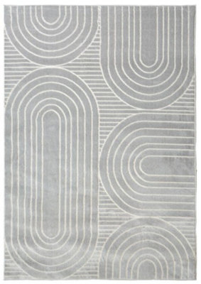 Abstract Collection Geometic Design Rug in Grey  L537A