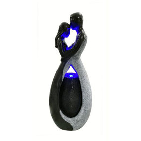 Abstract Couple Mains Power Water Feature With Cover
