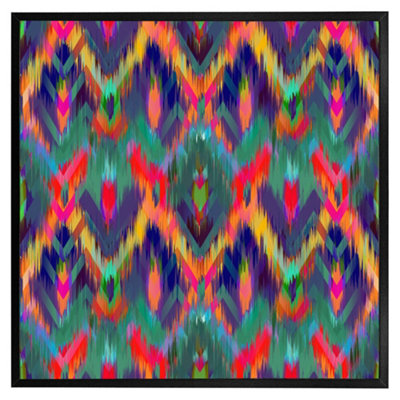 Abstract ethnic ikat pattern (Picutre Frame) / 24x24" / Grey