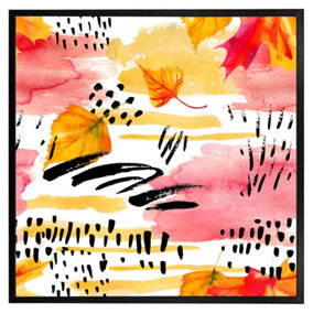 Abstract fall pattern in bright autumn colours (Picutre Frame) / 12x12" / White