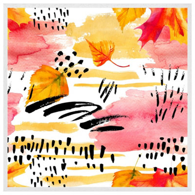 Abstract fall pattern in bright autumn colours (Picutre Frame) / 16x16" / Brown