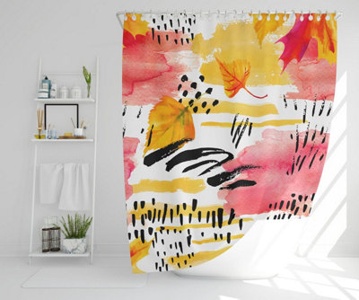 Abstract fall pattern in Bright autumn colours (Shower Curtain) / Default Title