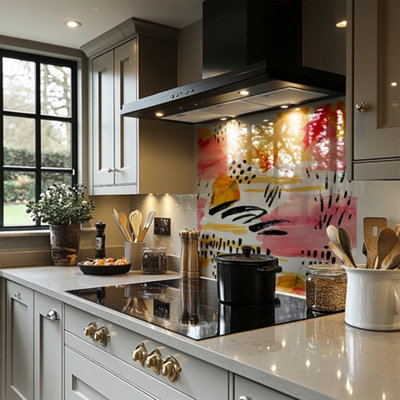 Abstract Fall Pattern In Bright Autumn Colours Splash Back designer style