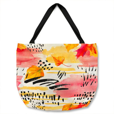 Abstract Fall Pattern In Bright Autumn Colours Tote bat Designer Style
