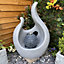 Abstract Flame Contemporary Solar Water Feature - Solar Powered  - Resin - L26 x W48 x H70 cm