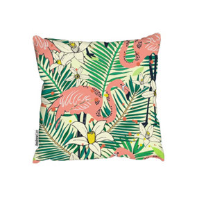 Abstract Flamingos With Palm Leaves (Outdoor Cushion) / 45cm x 45cm