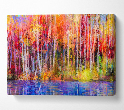 Abstract Forest Colour Strokes Canvas Print Wall Art - Medium 20 x 32 Inches