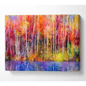 Abstract Forest Colour Strokes Canvas Print Wall Art - Medium 20 x 32 Inches