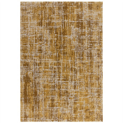 Abstract Gold Luxurious Modern Easy To Clean Rug For Dining Room ...