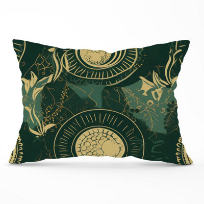 Abstract Green Gold Moon Pattern Cushions 33cm x 48cm