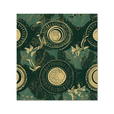 Abstract Green Gold Moon Pattern Premium Glass Kitchen Splashback ...