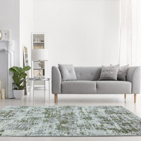 Abstract Green Modern Easy to Clean Abstract Rug For Dining Room Bedroom And Living Room-80cm X 150cm