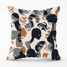 Abstract Grey Brown Silhouette Outdoor Cushion 45cm x 45cm