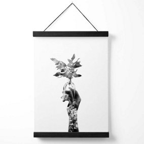 Abstract Hand and Forest Fashion Black and White Photo Medium Poster with Black Hanger