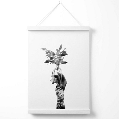 Abstract Hand and Forest Fashion Black and White Photo Poster with Hanger / 33cm / White