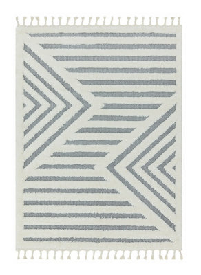 Abstract Kilim Modern Striped Moroccan Easy to clean Rug for Dining Room-200cm X 290cm