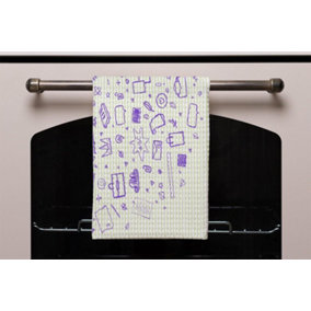Abstract line pattern with school supplies (Kitchen Towel)